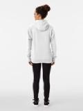 Model wearing a Hallstatt-themed hoodie, back view