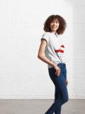 Woman wearing an Austrian flag T-shirt.