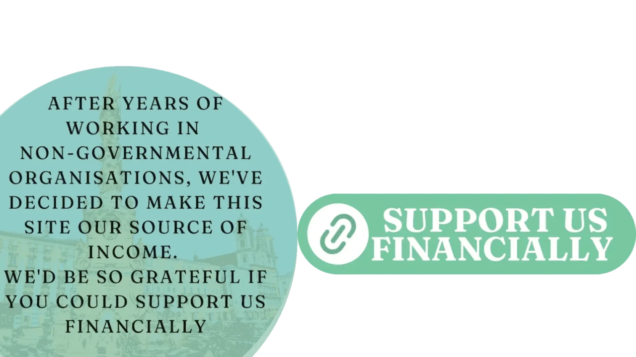 A graphic urging financial support, highlighting a shift from non-governmental work to using the site as a primary source of income.