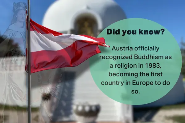 Austrian Flag at Peace Pagoda in Vienna