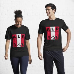 Two people wearing black T-shirts with "ALP" design.
