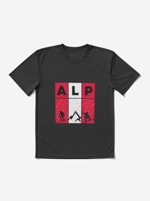 Black T-shirt with "ALP" design.