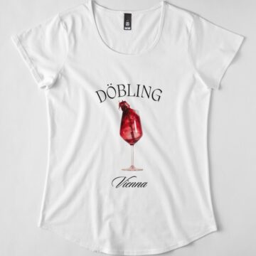 White Döbling Vienna T-shirt with a red wine glass design