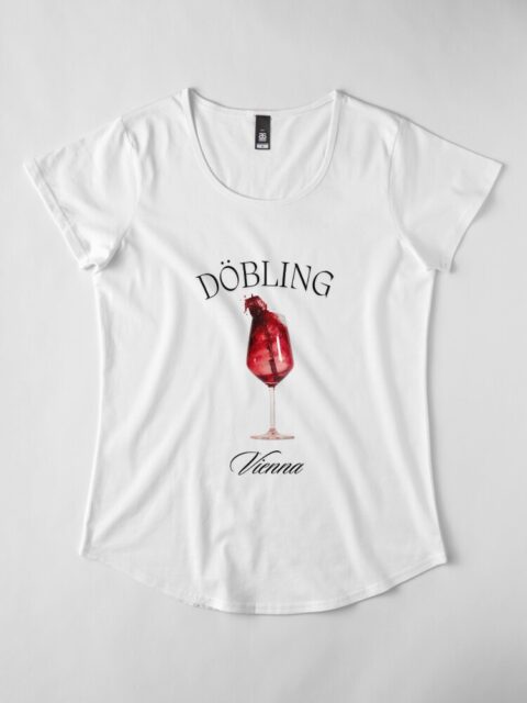 White Döbling Vienna T-shirt with a red wine glass design