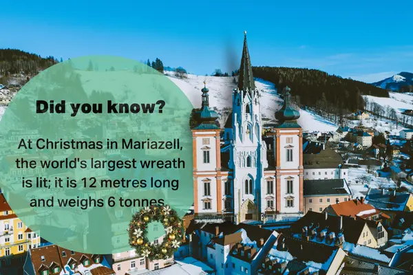 Mariazell Church with a Giant Christmas Wreath