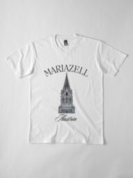 Mariazell Austria T-Shirt - Featuring Iconic Church Design on White Fabric