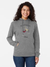 Woman Wearing a Gray Hoodie with Sievering Vienna Design
