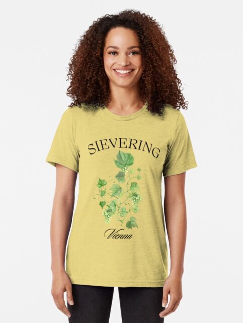 Woman Smiling in Yellow Sievering Vienna T-Shirt