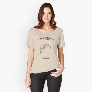 Woman Wearing Sievering Vienna T-Shirt with Grape Design