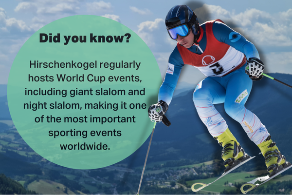 Hirschenkogel regularly hosts World Cup events, including giant slalom and night slalom, making it one of the most important sporting events worldwide.