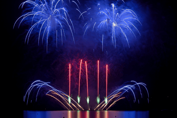 Fireworks display at the Ignis Brunensis festival in Brno, lighting up the night sky.