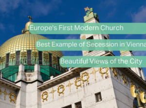 Otto-Wagner-Kirche in Vienna with its golden dome and architectural details.