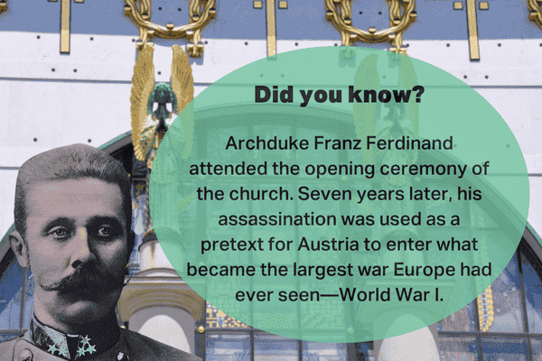 Portrait of Archduke Franz Ferdinand with Otto Wagner Church in the background