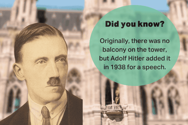 Adolf Hitler and Vienna City Hall tower balcony