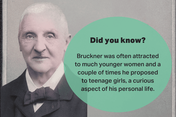 Portrait of Anton Bruckner with a Did You Know fact about his personal life