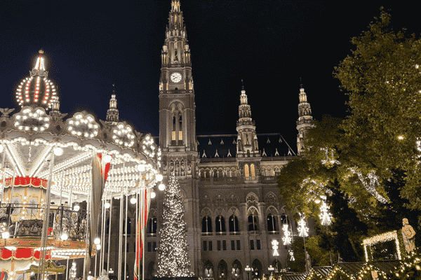 Vienna City Hall Christmas Market at Night