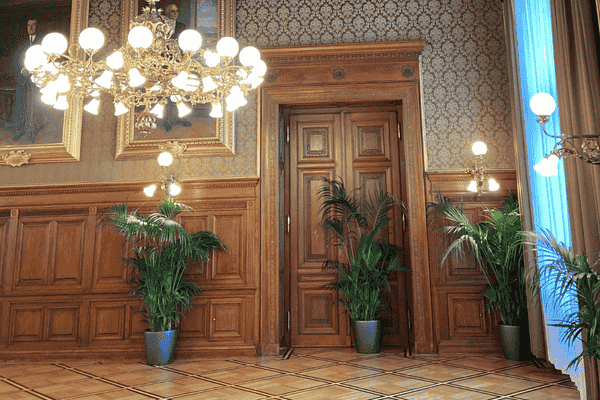 Elegant wooden decor inside Vienna City Hall